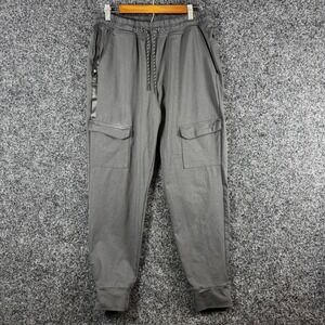 RGSTR Mens Cargo Jogger Pants Gray Elastic Waist Drawstring Tapered Size Large